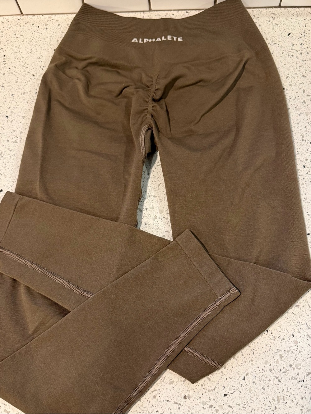 Alphalete Amplify Seamless Leggings Brown Medium M Scrunch Butt High Rise